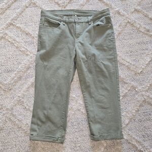 Levis Jeans Womens 31 Green Denim Capri Crop Stretch Casual Classic